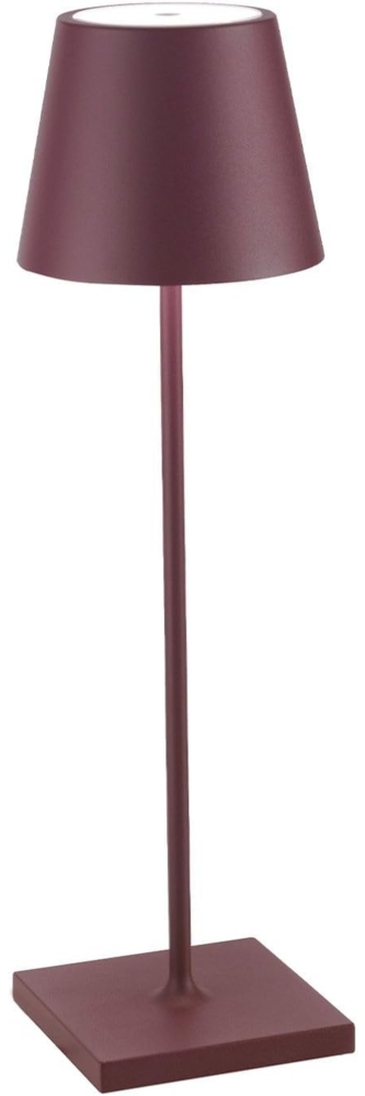 Zafferano, Poldina Pro Lampe, Kabellose, Wiederaufladbare Tischlampe mit Touch Control, Auch für den Außenbereich Geeignet, Dimmer, 2200-3000 K, Höhe 38 cm, Farbe Bordeaux Bild 1