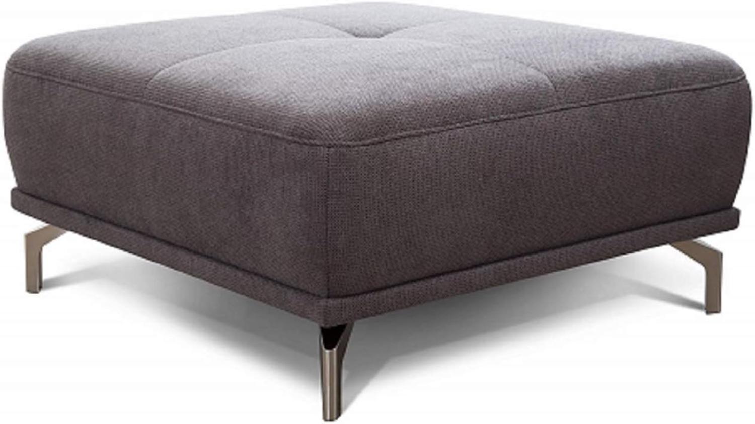 CAVADORE XXL-Hocker Carly / Fußbank fürs Wohnzimmer / Polsterhocker passend zum Ecksofa Carly, 91 x 45 x 91, Webstoff grau Bild 1