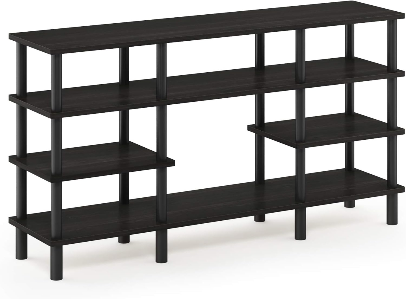 Furinno Mehrzweck-TV-Regal mit 4 Ebenen, Espresso/Schwarz, 29. 49 x 119. 9 x 68. 4 cm Bild 1