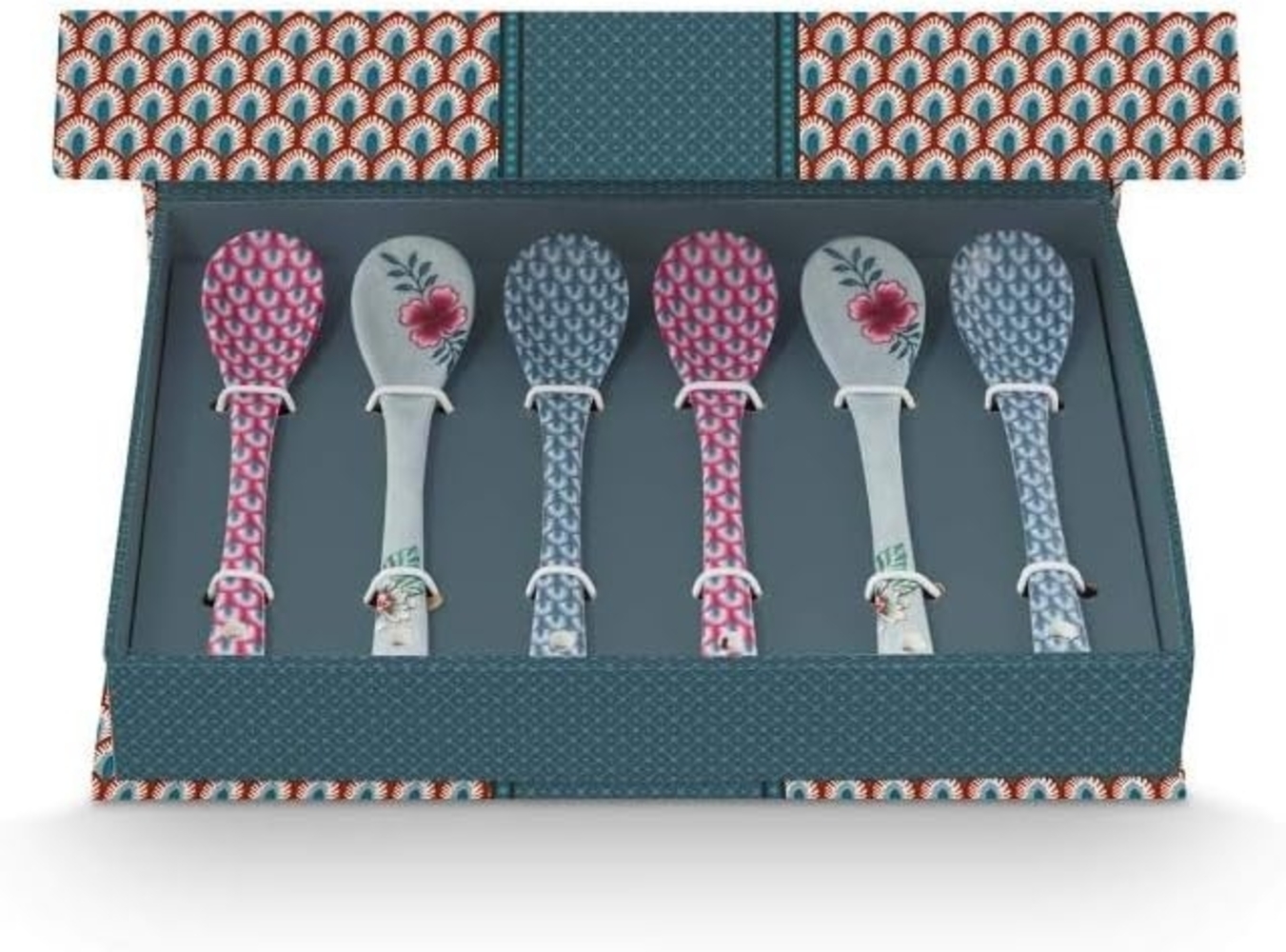 PiP Studio Besteck-Set Flower Festival Oriental Geschenkset Teelöffel blau 13cm, Porzellan, Giftset Teaspoons Oriental Flower Festival Blue 13cm Bild 1