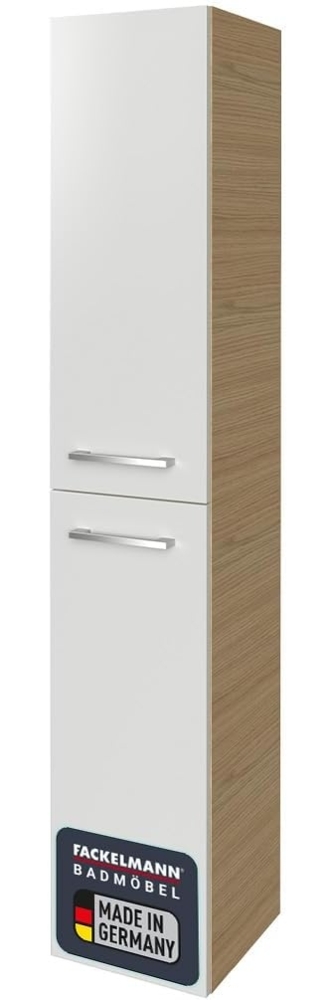 Fackelmann B.STYLE Hochschrank rechts, 30 cm breit, Weiß/Braun Bild 1