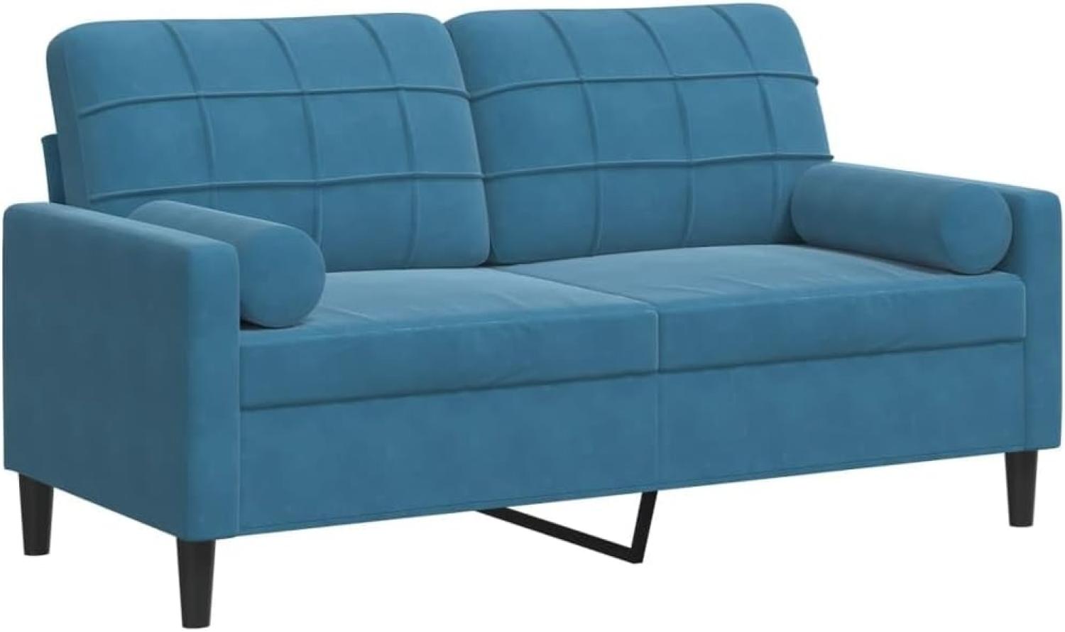 2-Sitzer-Sofa mit Zierkissen Blau 140 cm Samt 3278228 Bild 1