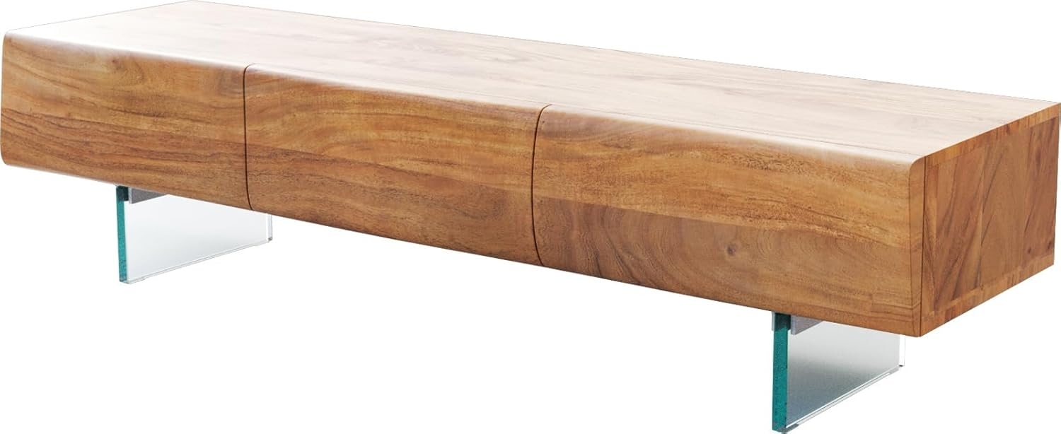 Lowboard New Live-Edge 145 cm Akazie Natur 3 Türen Glasfuß Bild 1