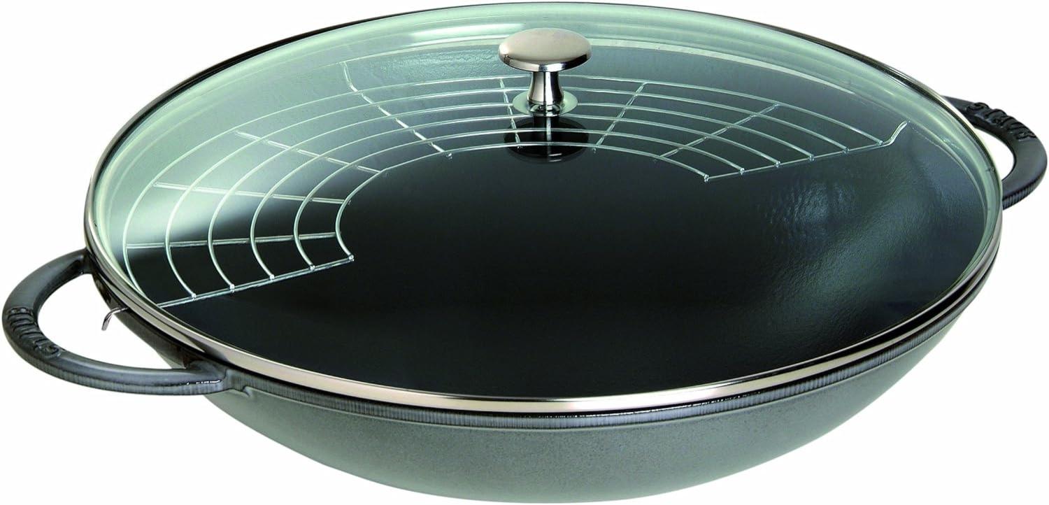 Staub Specialities Wok mit Glasdeckel 37 cm, Gusseisen Bild 1