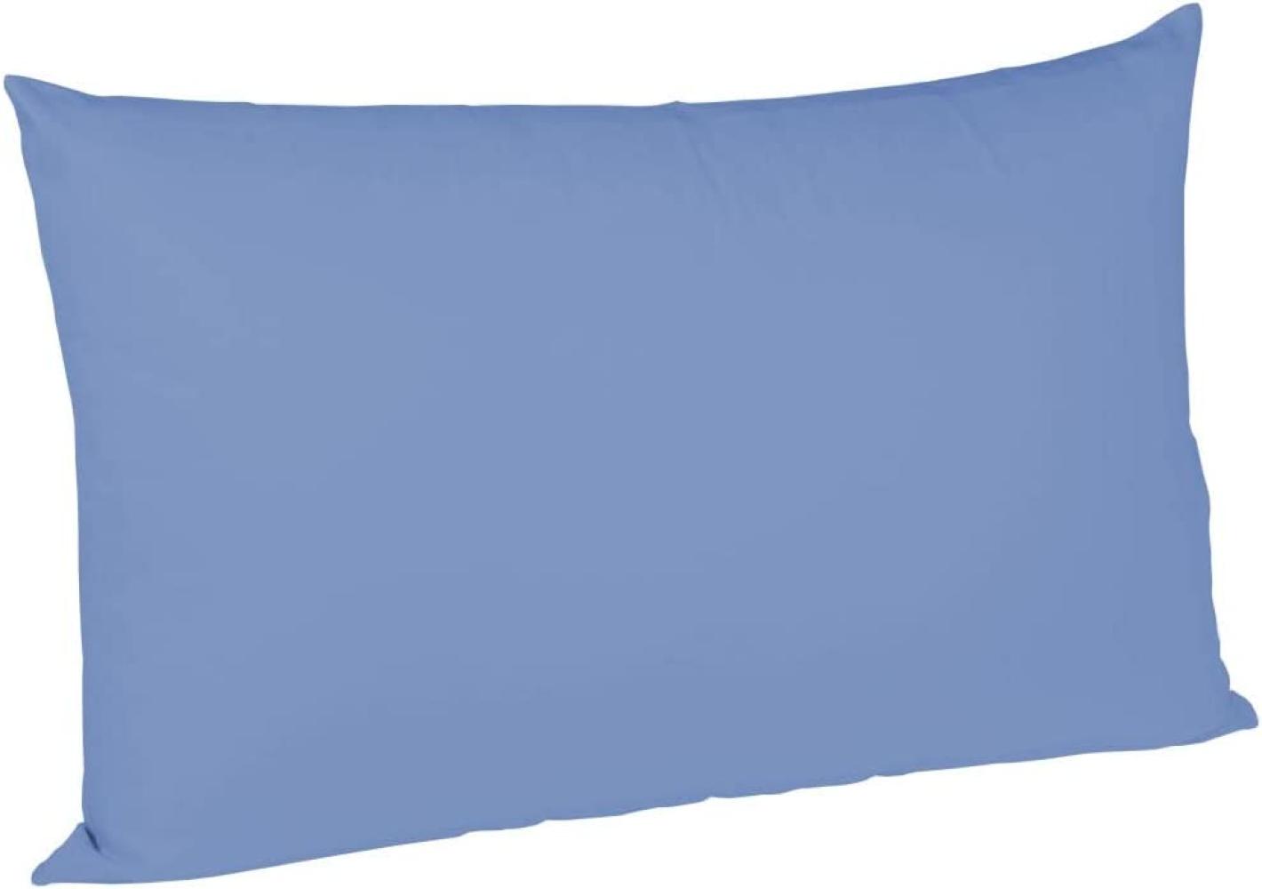 Fleuresse Mako-Satin Kissenbezüge 40x60 cm uni mit RV DP 6031 mittelblau Bild 1