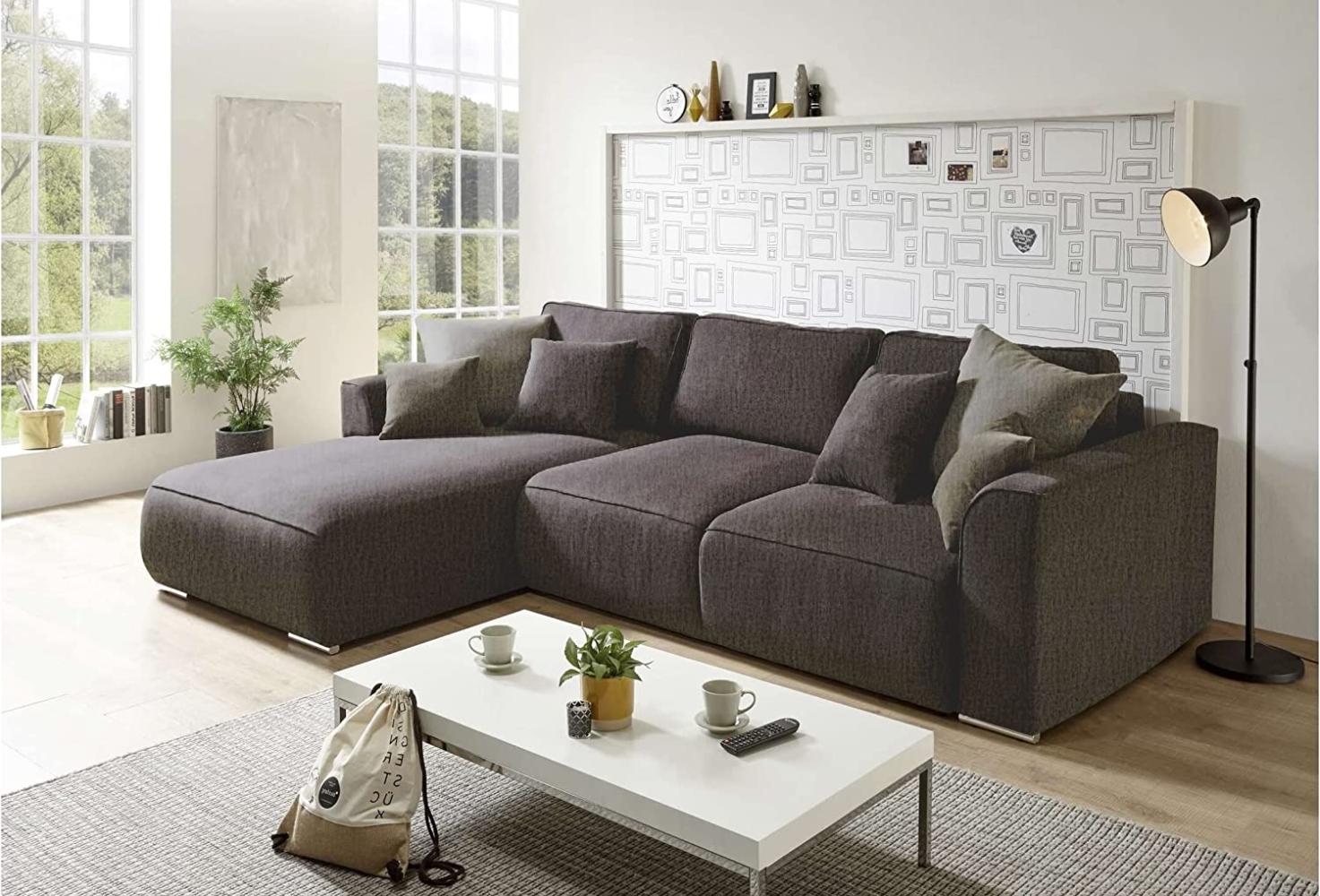 Stylefy Gusto Ecksofa Velours MONOLITH Dunkelgrau Links ohne Schlaffunktion Bild 1