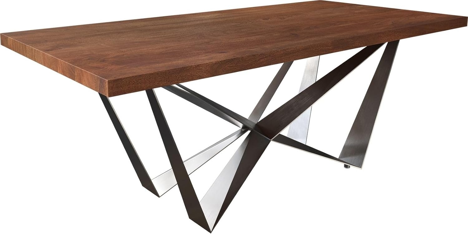 Esstisch Edge 200x100cm XL Akazie Braun Spider Flachstahl Edelstahl Bild 1