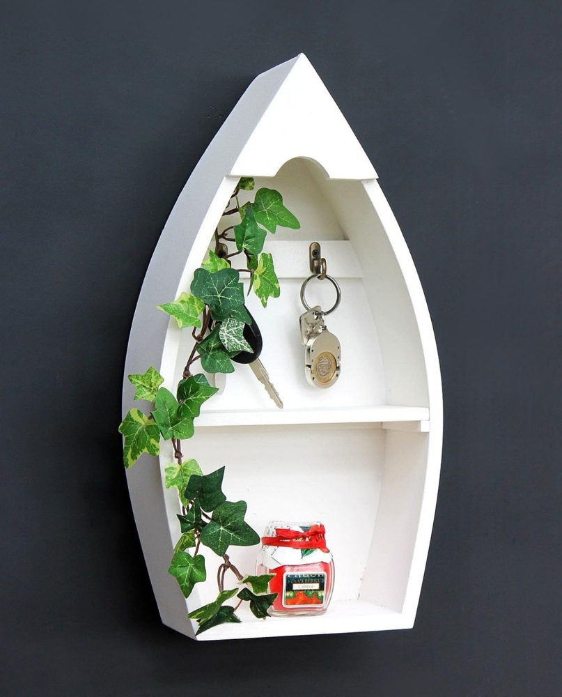 Schlüsselboard mit Ablage Boot 93542-XL Schlüsselhaken Wandregal 38 cm Schlüsselleiste Schlüsselkasten Bild 1