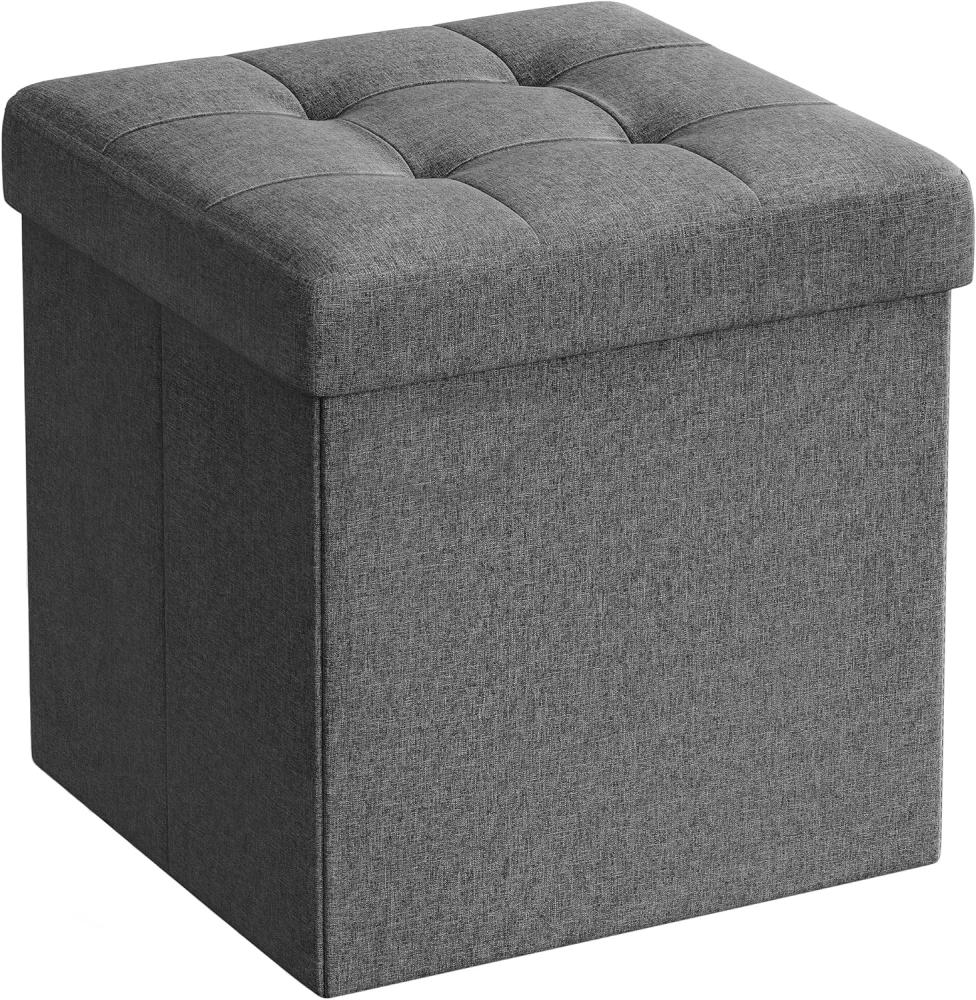 Songmics Sitzhocker mit Stauraum, Faltbarer Hocker, Fußhocker, Falthocker, Sitzwürfel für Wohnzimmer, Schlafzimmer, 30 x 30 x 30 cm, dunkelgrau LSF028G01 Bild 1