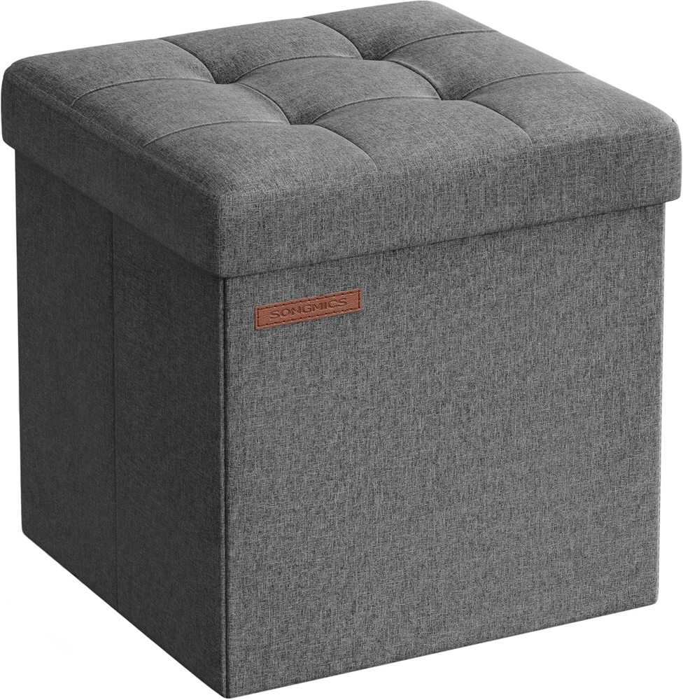 Songmics Sitzhocker mit Stauraum, Faltbarer Hocker, Fußhocker, Falthocker, Sitzwürfel für Wohnzimmer, Schlafzimmer, 30 x 30 x 30 cm, dunkelgrau LSF028G01 Bild 1