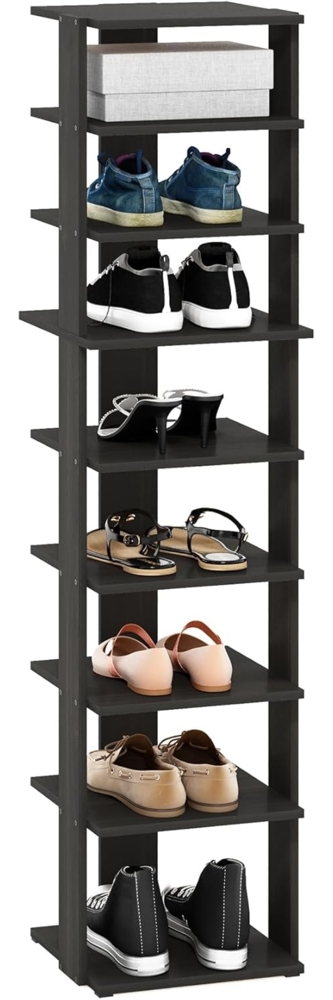 Furinno Compact 9-stufiger, vertikaler, platzsparender, freistehender Schuhturm, Schuhregal für den Eingangsbereich, Espresso Bild 1