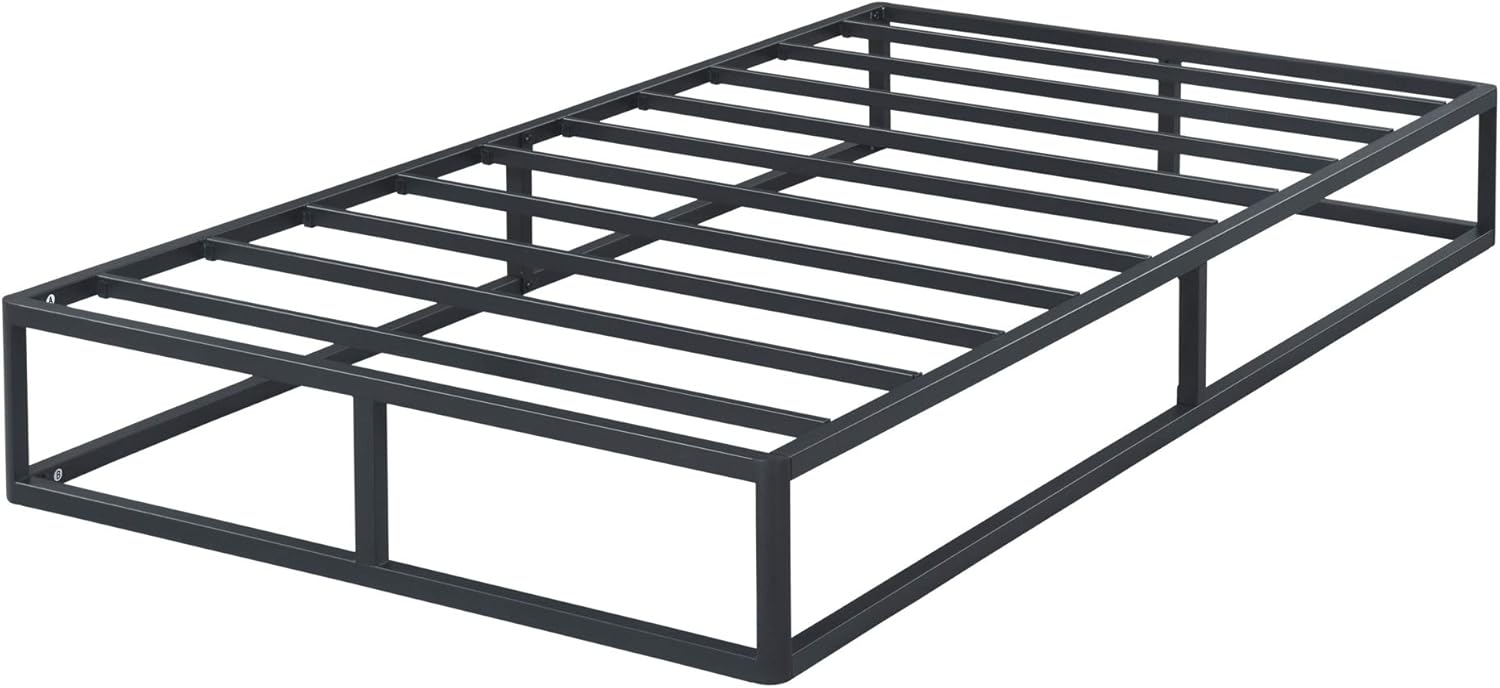 Olee sleep 22cm Modernes Metall-Plattform-Bettgestell / Bett / Metall / Metall-Bettgestell / Stahl-Lattenrost / Matratzenrahmen / Kein Boxspring erforderlich / 100x200 cm / Twin XL / Schwarz Bild 1