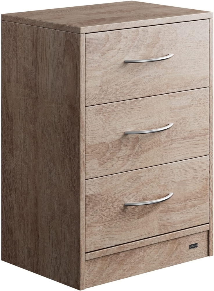 Casaria Nachttisch mit 3 Schubladen 54 x 39 x 28 cm Kabelführung Wandbefestigung Boxspringbett Schlafzimmer Nachtschrank Nachtkonsole Nachtkommode Eiche Bild 1