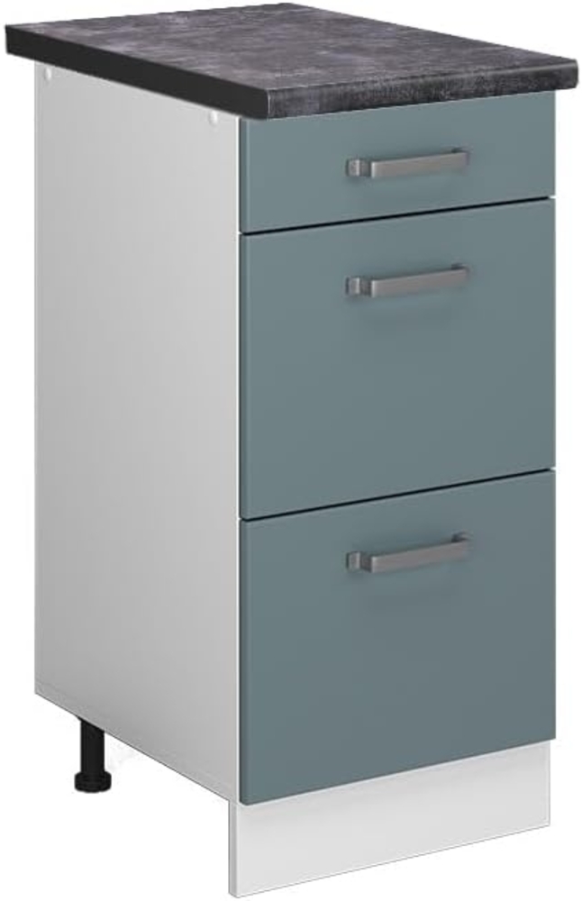 Vicco Küchenunterschrank R-Line, Blau-Grau/Weiß, 40 cm mit Schubladen, AP Anthrazit Bild 1