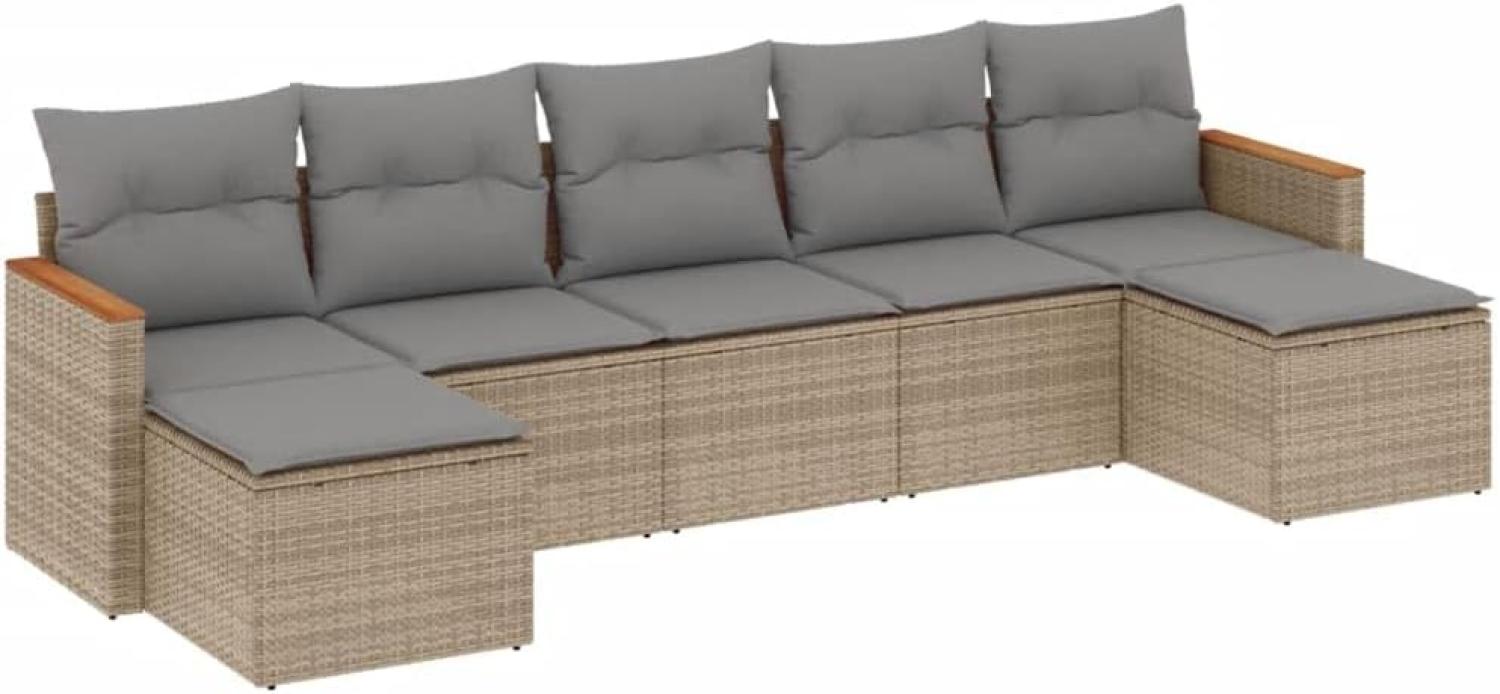 vidaXL 7-tlg. Garten-Sofagarnitur mit Kissen Beige Poly Rattan 3258636 Bild 1