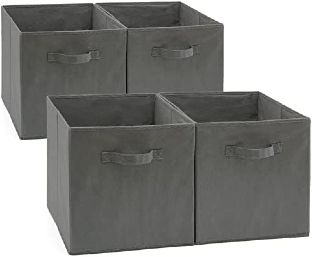 EZOWare Aufbewahrungskörbe 4er Pack Stoffboxen Aufbewahrungsbox Faltboxen für Kleidung Spielzeug Kinderzimmer Grau 33x37x33cm Bild 1