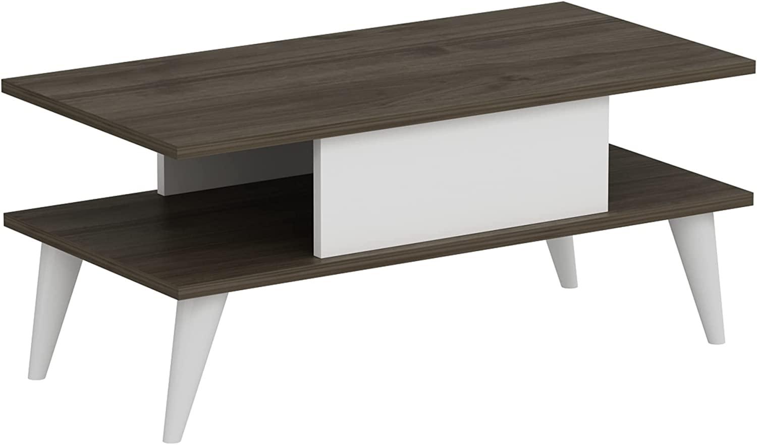 Couchtisch Melhus 40 x 90 x 45 cm Walnuss / Weiß [en. casa] Bild 1
