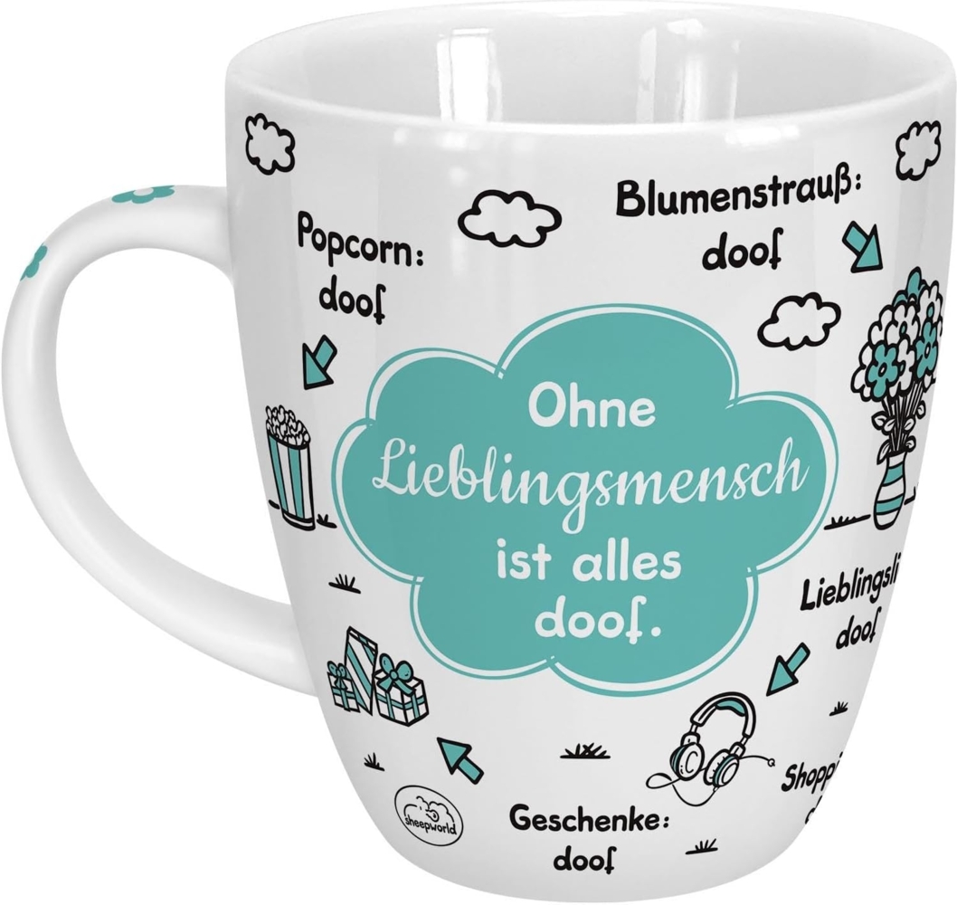 Sheepworld Tasse mit Motiv "Ohne Lieblingsmensch ist alles doof" | Porzellan, 45 cl | Tasse für Kaffee und Tee, Tasse mit Spruch | 46508 Bild 1