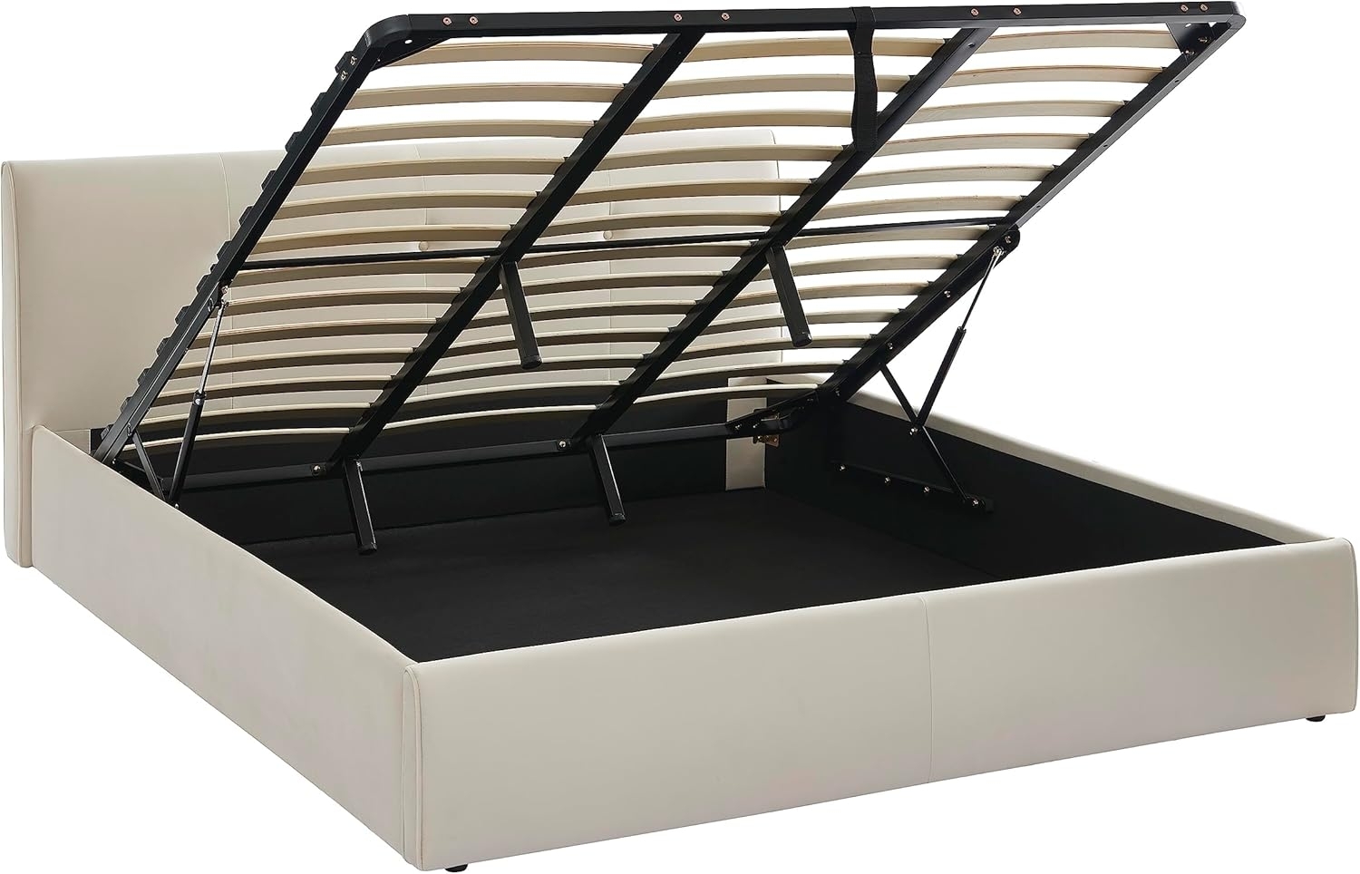 BAÏTA Seguro Bett mit Bettkasten, Velours, Beige, Creme, 180x200 cm, inkl. Lattenrost Bild 1