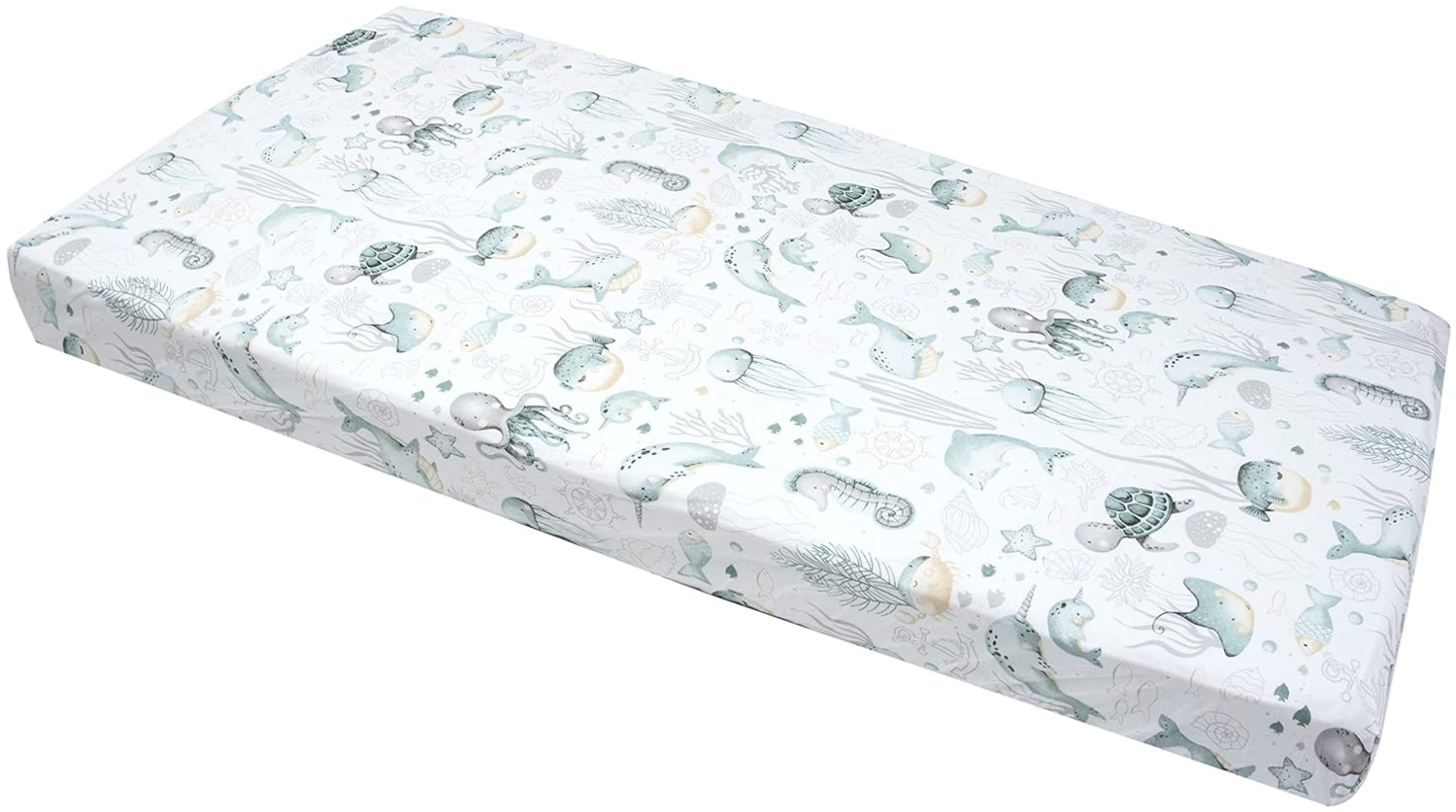 Medi Partners Spannbettlaken 60x120 Baby Bettlaken Kinderbett Spannbetttuch 100% Baumwolle - Fitted Kinder Sheet Bettwäsche Babymatratze Schlafsack Babybett (Ozean) Bild 1