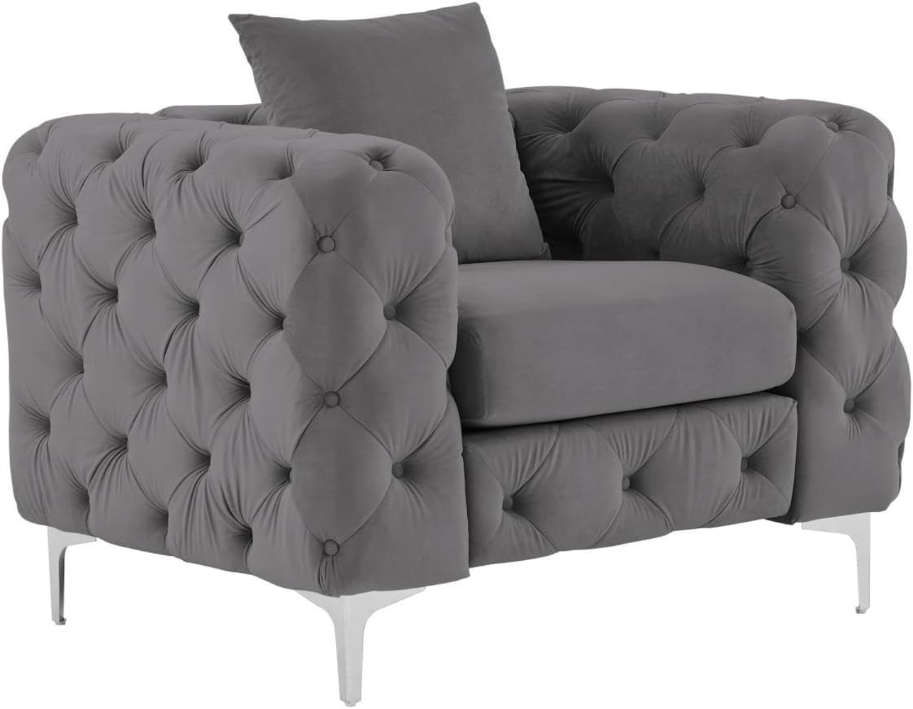 Vente-unique - Chesterfield-Sessel - Anthrazit - Samt - EDWINA Bild 1