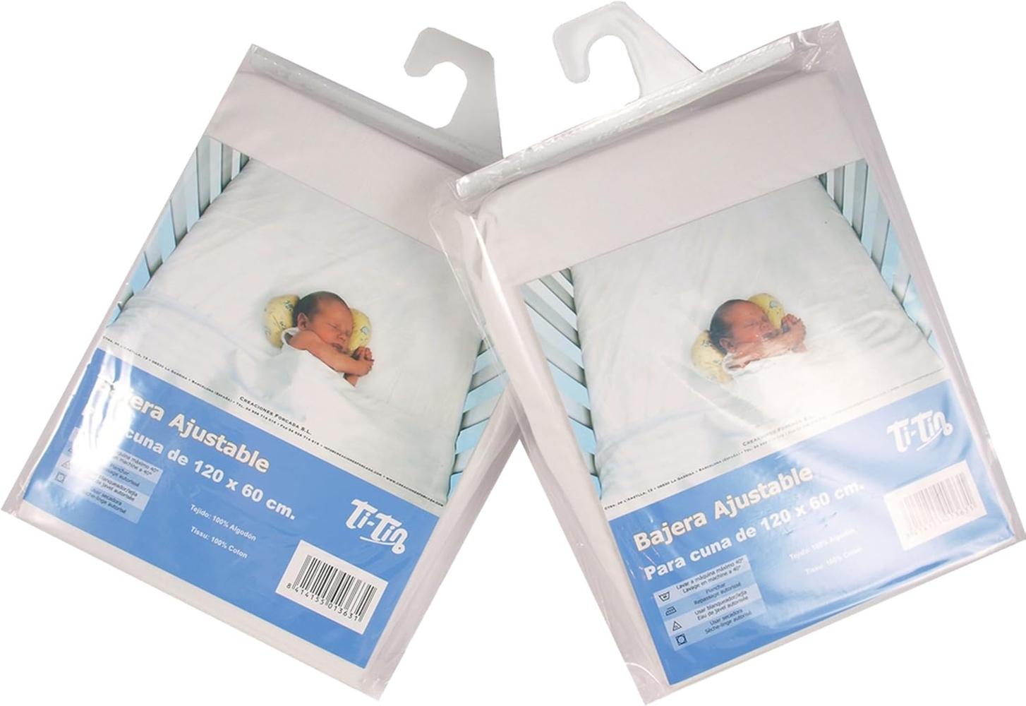 Ti Tin | 2er Packung Spannbetttücher für Kinderbett | 100% Baumwolle in weiss | Verstellbar mit Gummizug | 80x130 cm Bild 1