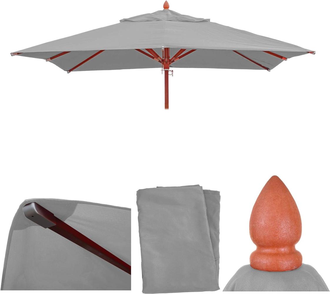 Ersatz-Bezug für Gastronomie Holz-Sonnenschirm HWC-C57, Sonnenschirmbezug, eckig 3x3m Polyester 3kg ~ hellgrau Bild 1