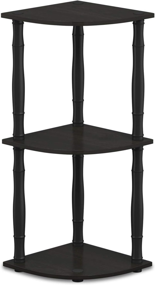 Furinno kompaktes Eck-Mehrzweck-Regal mit 3 Ebenen, holz, Espresso/Schwarz, 29.46 x 29.46 x 75.18 cm Bild 1