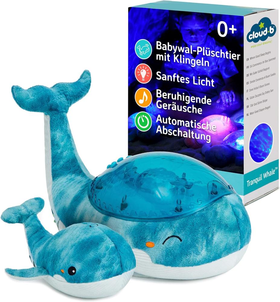 Cloud B Tranquil Family Whale Aqua Wal Familie Nachtlicht mit Sound Bild 1