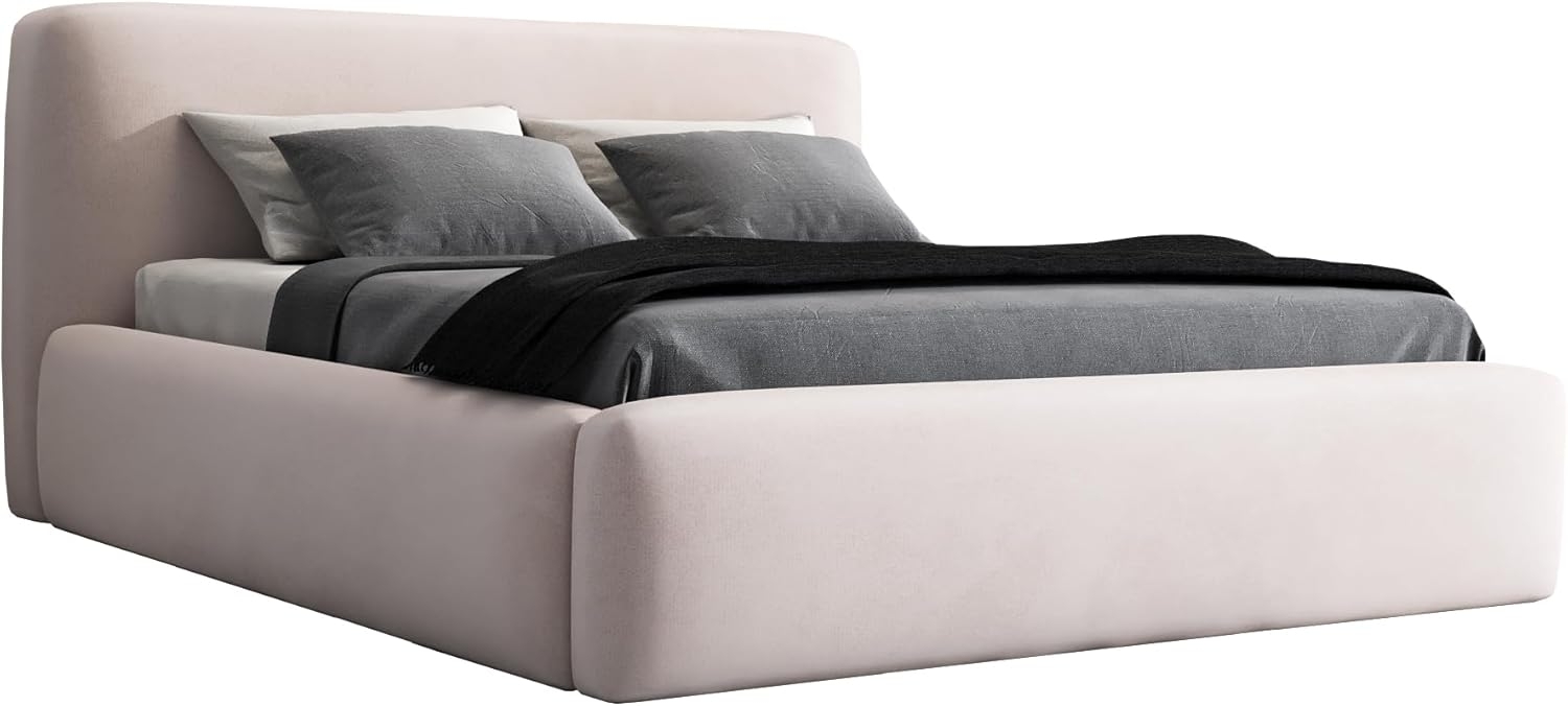 Polsterbett LUMO 180x200 ohne Matratze mit Bettkasten und Lattenrost. Farbe: Beige 2 Bild 1