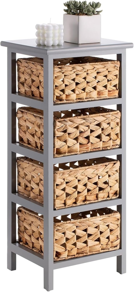 CARO-Möbel Kommode ARBO, Kommode Schubladenschrank Regal Paulownia Holz grau 4 Körbe Bild 1