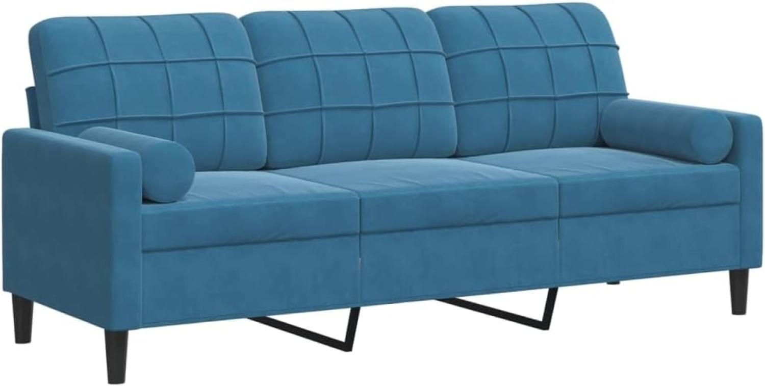 3-Sitzer-Sofa mit Zierkissen Blau 180 cm Samt 3278238 Bild 1