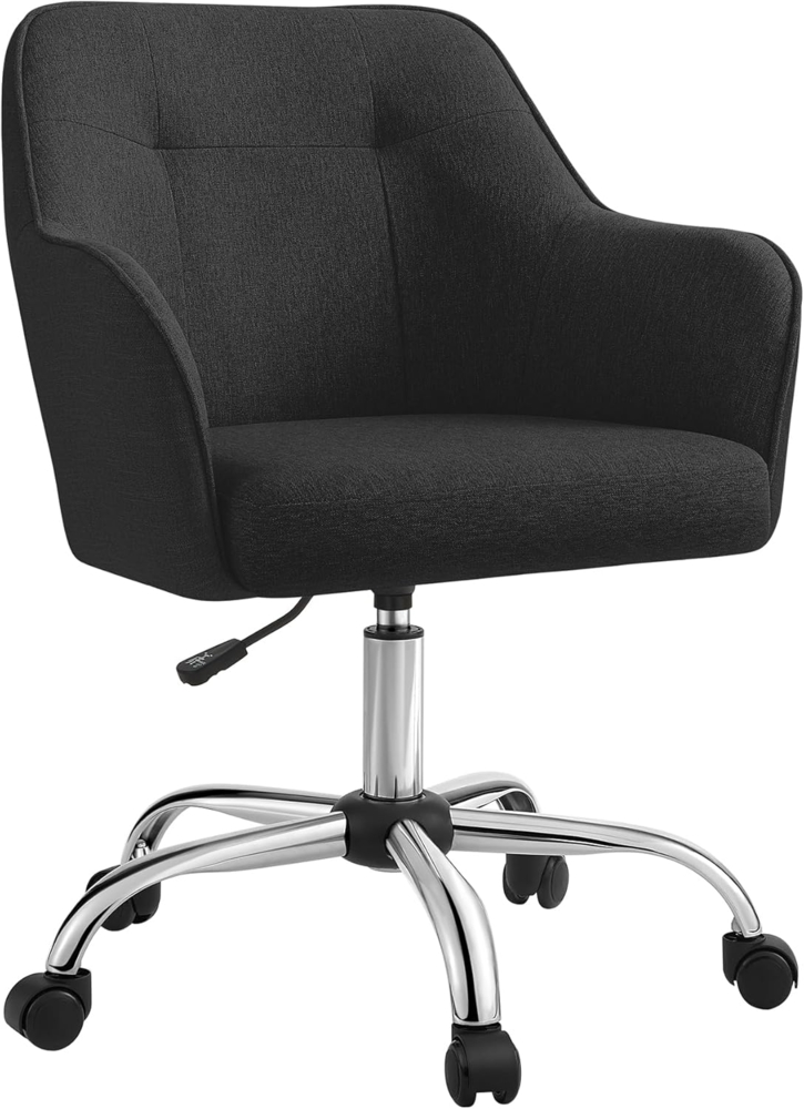 Songmics höhenverstellbarer Bürostuhl, bis 120 kg belastbar, Leinenimitat schwarz, 64x64 x (83-93) cm Bild 1