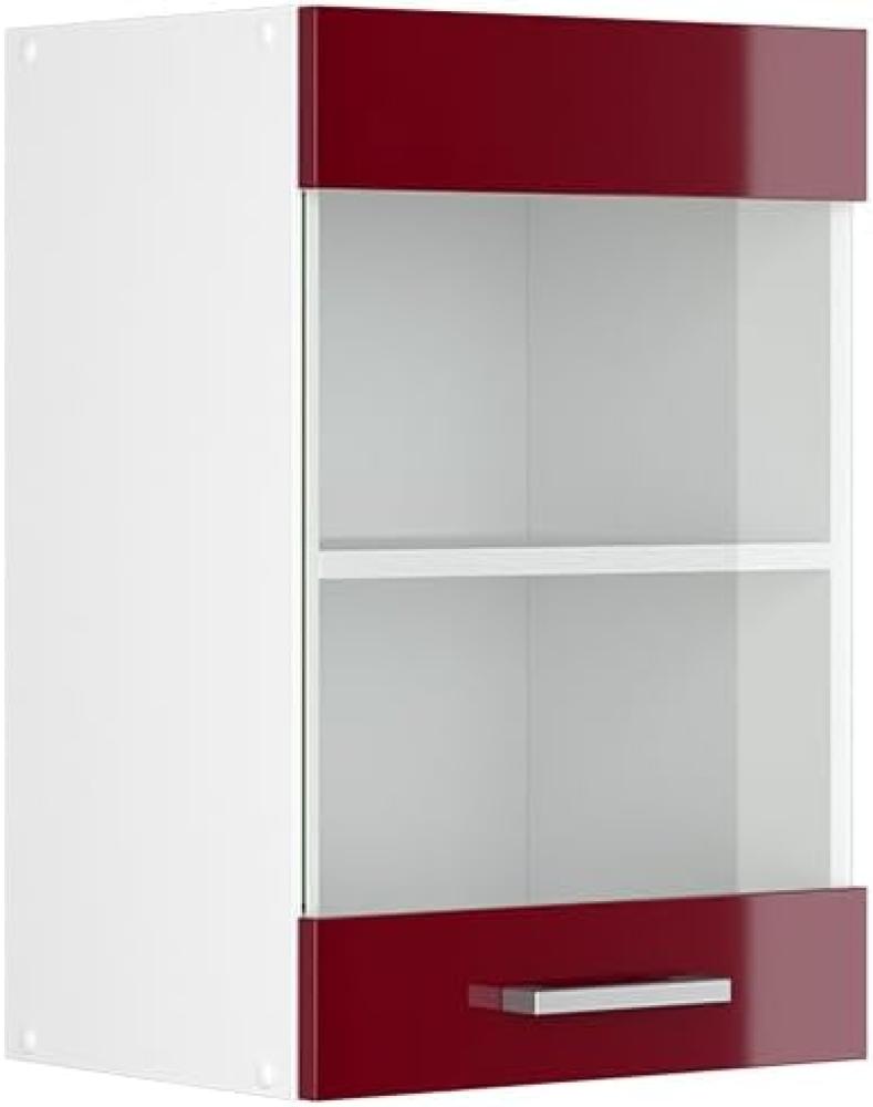 Vicco Küchenschrank R-Line Hängeschrank Unterschrank Küchenzeile Küchenunterschrank Arbeitsplatte, Möbel verfügbar in 6 Dekoren (Bordeaux ohne Arbeitsplatte, Hängeglasschrank 40 cm) Bild 1