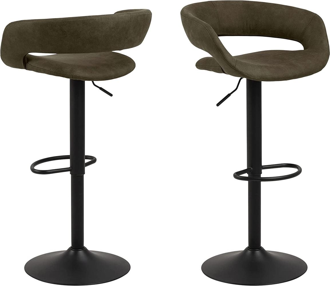 AC Design Furniture Jack Barhocker 2er Set, H: 104 x B: 54,5 x T: 48,5 cm, Olivgrün/Schwarz, Stoff/Metall, 2 Stk. Bild 1