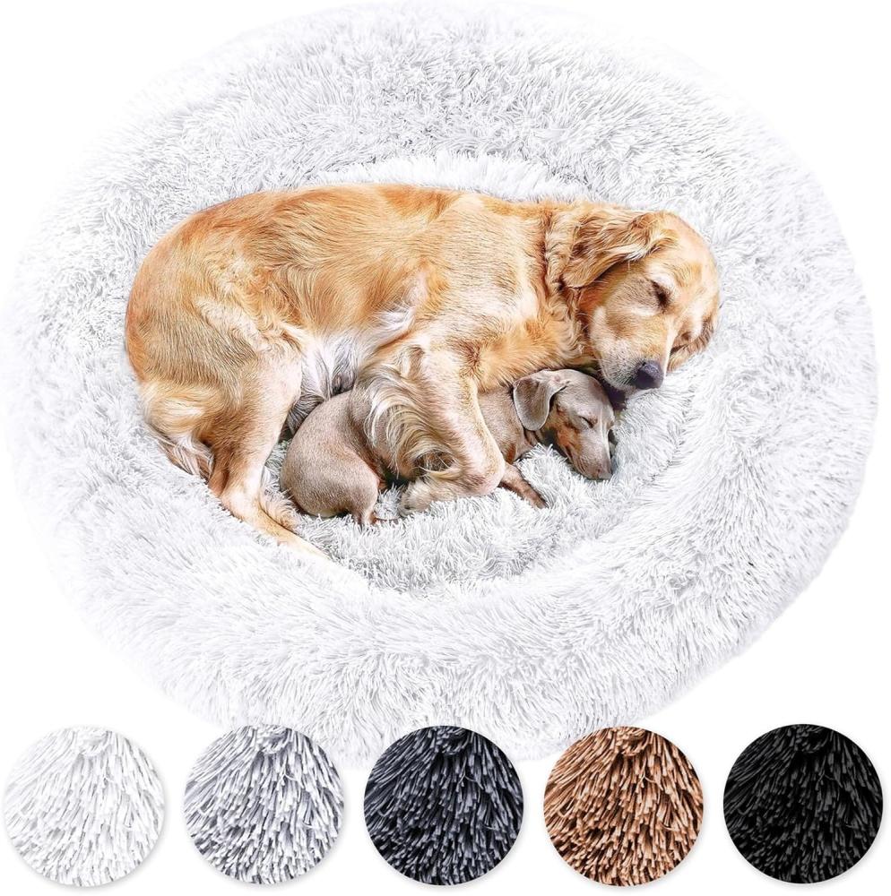 Wahre Tierliebe Hundebett Donut - Das Original - waschbar, Flauschig, für große, mittelgroße & kleine Hunde, [XL, 120cm, weiß] Bild 1