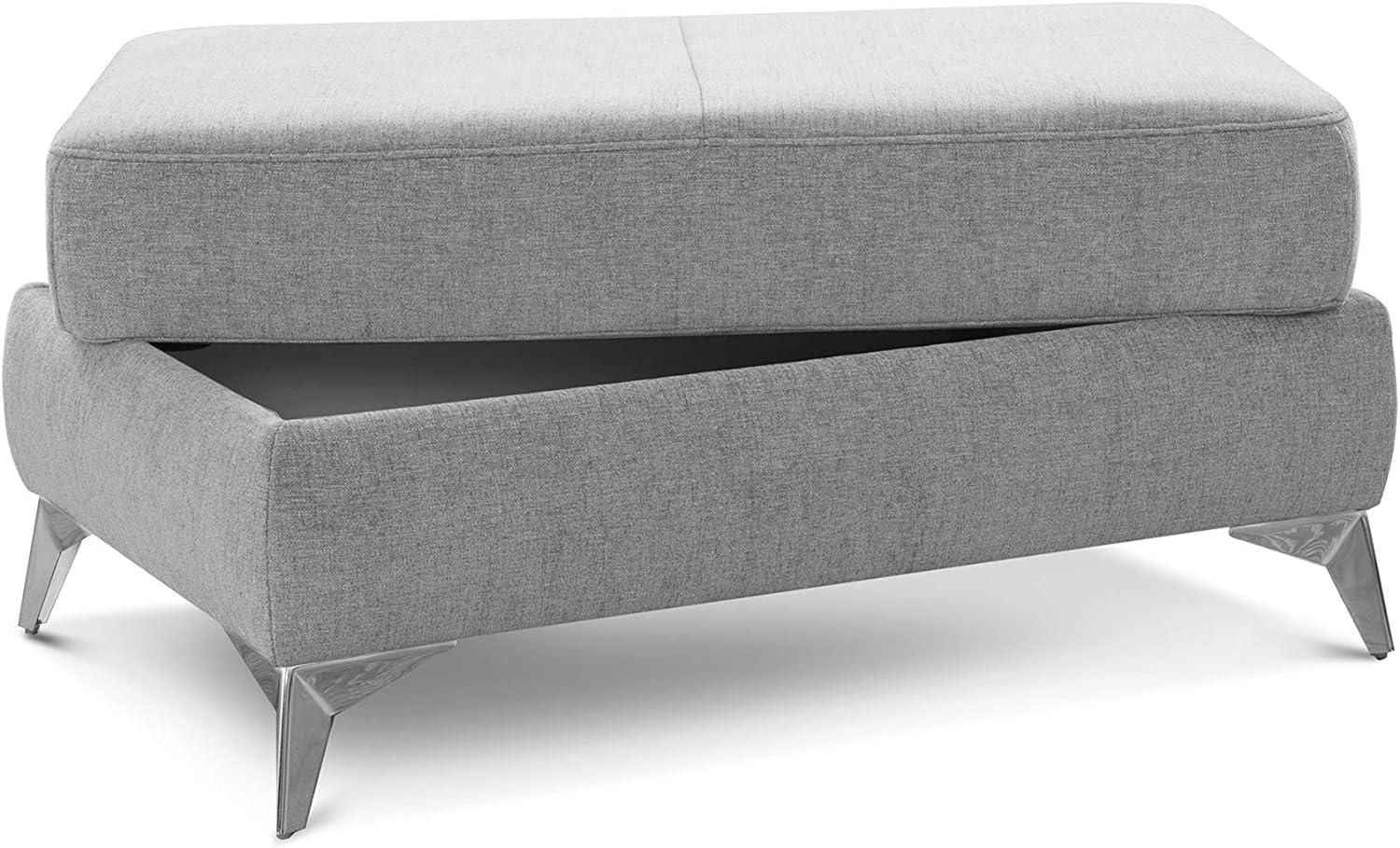 Cavadore Polsterhocker Pavia / Beistellhocker, Fußbank, Hocker mit Stauraum / 100 x 47 x 66 cm / Chenille: Hellgrau Bild 1