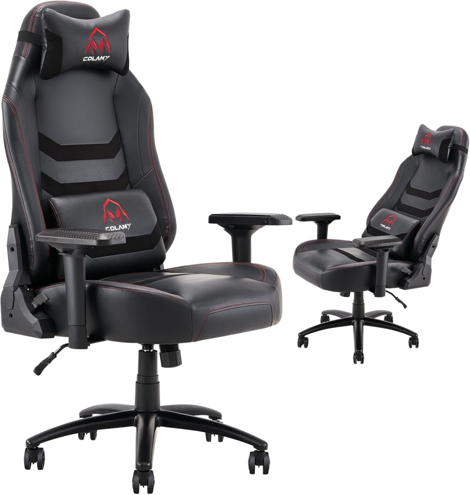 COLAMY Große und hochlehnige Gaming-Stuhl bis 181kg - Computer-Gamer-Stuhl, ergonomischer Executive-Bürostuhl, hochlehniger PC-Stuhl mit breitem Sitz für Erwachsene Schwarz Bild 1