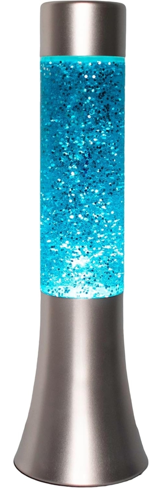 FISURA - Blaue glitzer Lavalampe. 30 cm große Lavalampe mit silbernem Sockel, blauer Flüssigkeit und Glitter. Lampe mit Entspannungseffekt. 9 x 9 x 30 cm Bild 1