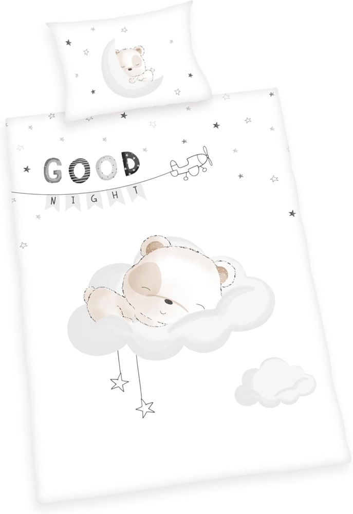 Herding Flanell Sleeping little bear Flanell Bettwäsche Bettbezug 100x135 cm Kopfkissenbezug 40x60 cm Bild 1