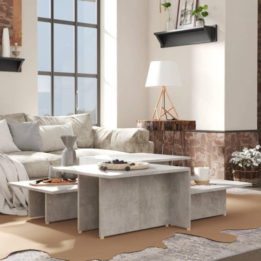 vidaXL Couchtische 2 Stk. Betongrau 111,5 x 50 x 33 cm Spanplatte Bild 1