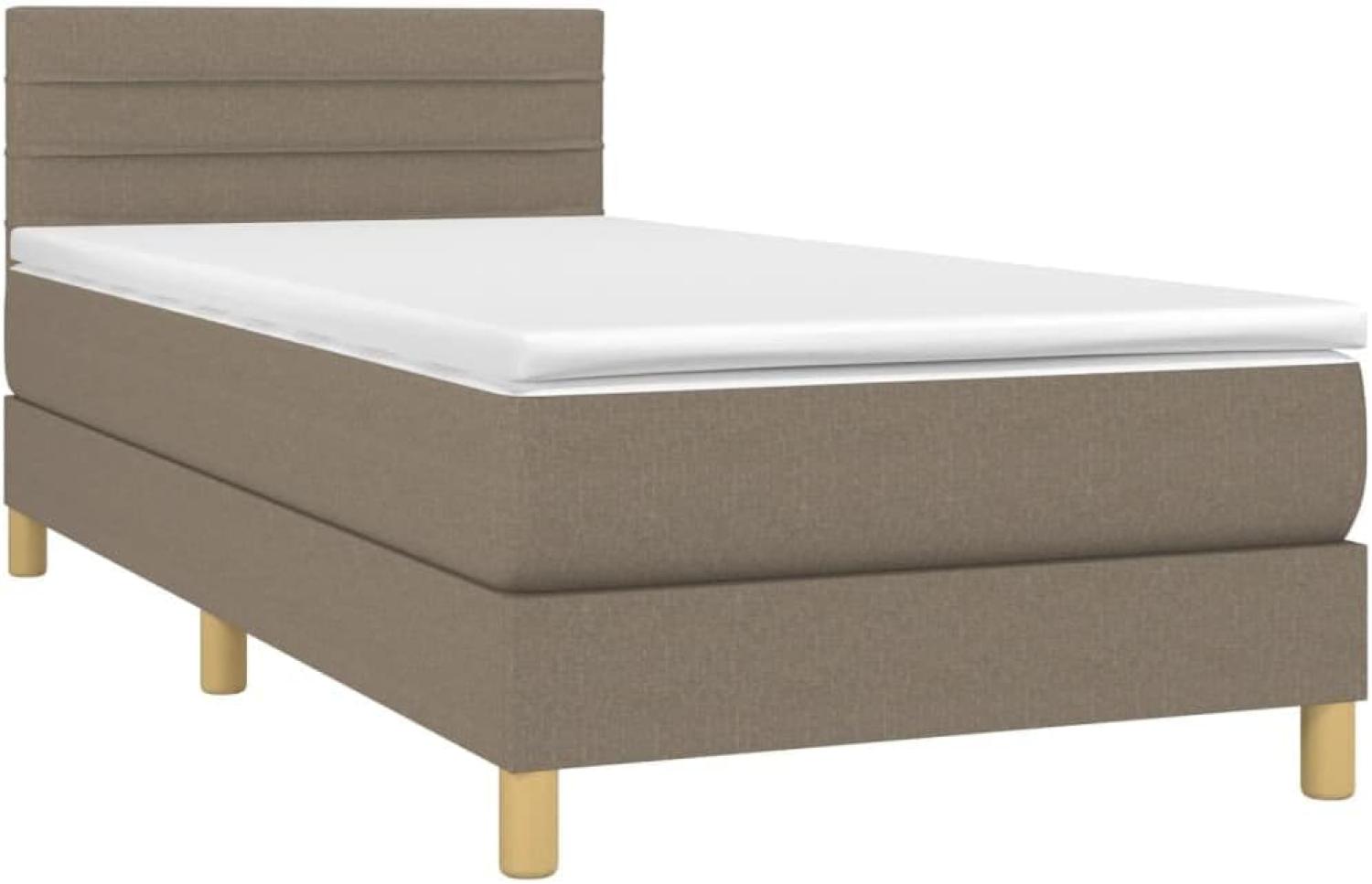 vidaXL Boxspringbett mit Matratze Taupe 90x200 cm Stoff 3140669 Bild 1