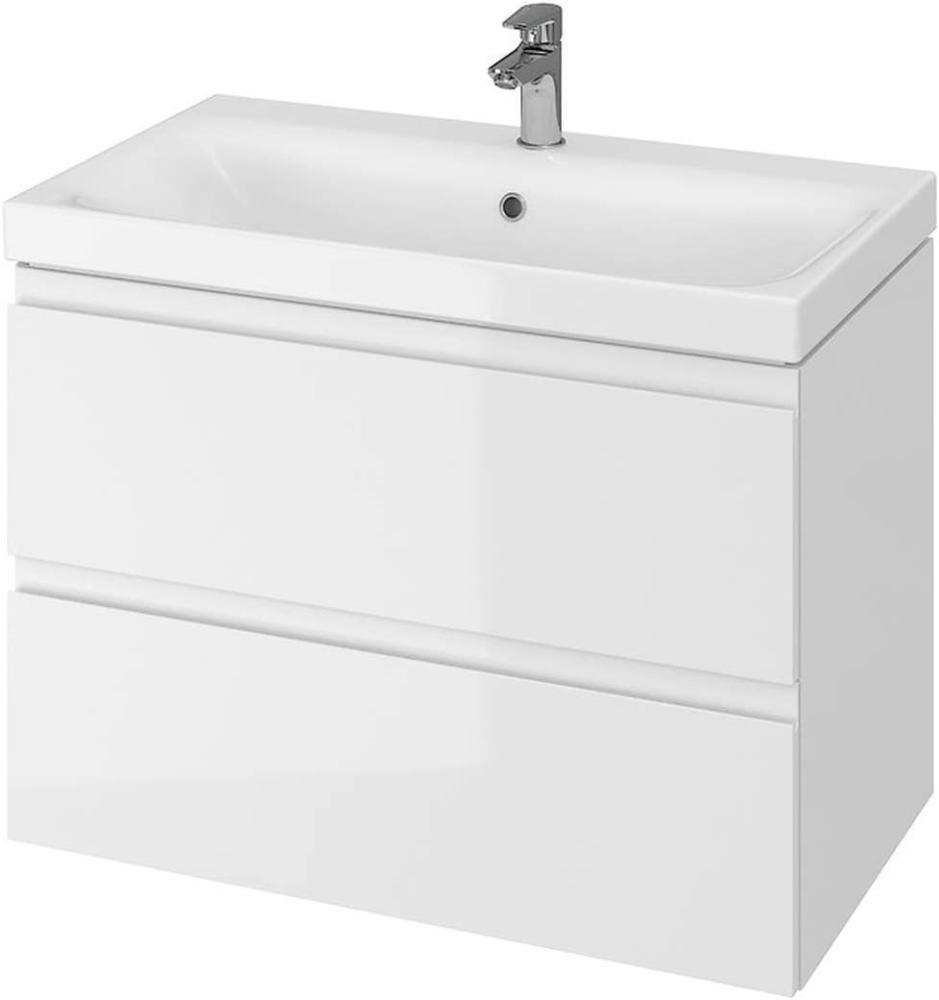 VBChome 80 cm Weiß Badmöbel Waschbecken mit Unterschrank Waschtisch 2-Schubladen Moduo Bild 1
