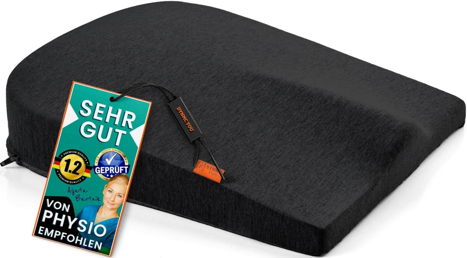 DYNMC you Keilkissen Stuhl Mittelhart H3 - Test SEHR GUT, Ergonomisches Sitzkissen Bürostuhl & Co, Entlastet Rücken & Erhöht Sitzkomfort, MIT PHYSIOTHERAPEUTEN ENTWICKELT Bild 1