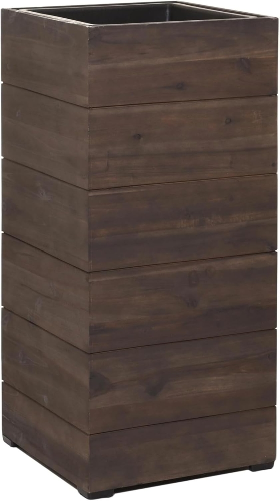 VIVANNO Pflanzkübel Holz BLOCK Säule, Braun Maserung 32 x 32 x 75 cm Bild 1