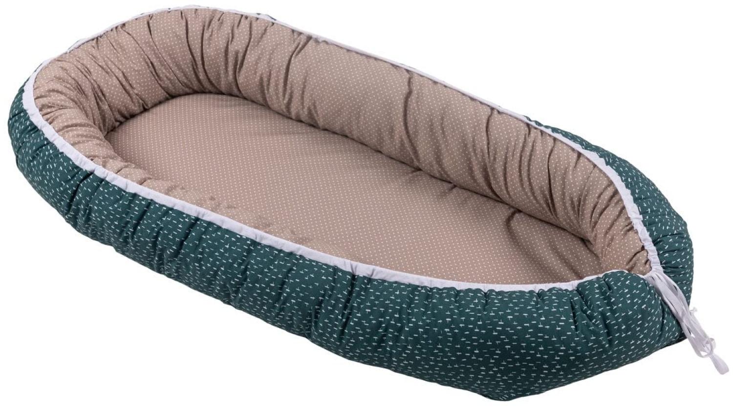 ULLENBOOM ® Babynest & Kuschelnest (55x95 cm) Eukalyptus (Made in EU) - Baby Nestchen aus Baumwolle, ideal als Reisebett, Baby Cocoon & Kuschelbett, Motiv: Sterne, Punkte Bild 1