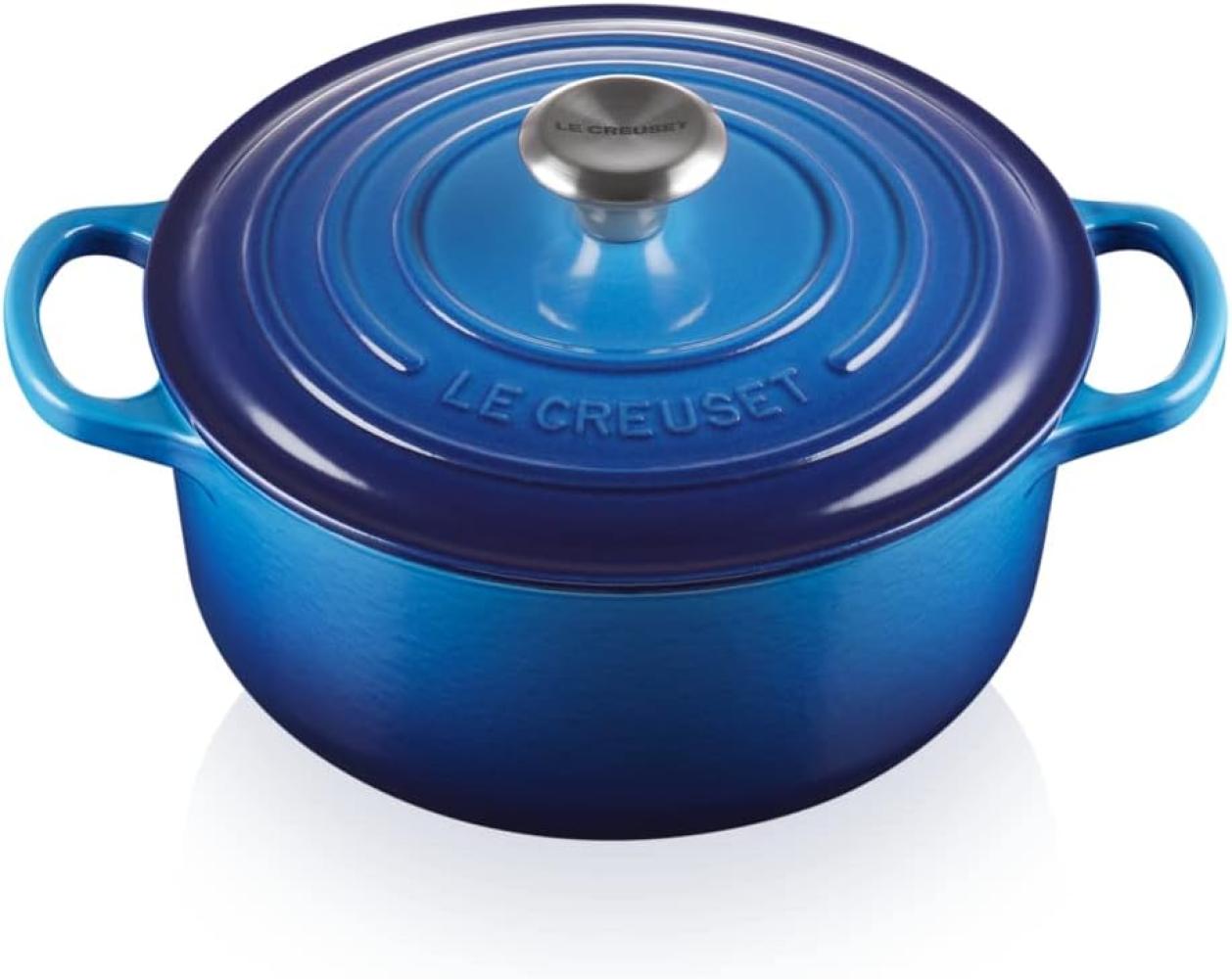 Le Creuset Signature Gusseisen-Bräter mit Deckel, Für alle Herdarten und Induktion geeignet, Rund, Azure, 22,0 cm, 3.3 Bild 1