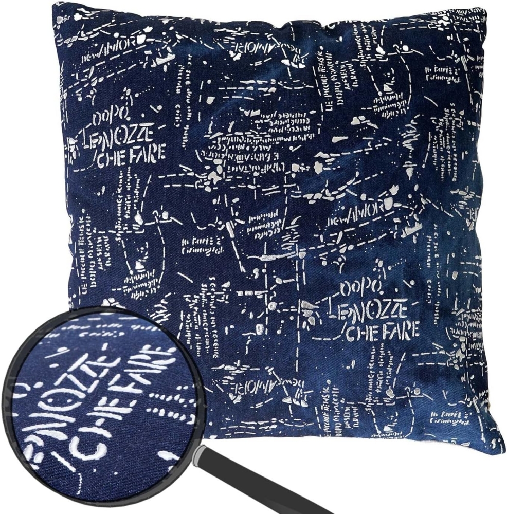 Deko-Kissen Schrift, Sofakissen Zierkissen mit Füllung, blau Glanz-Effekt 45x45cm Bild 1