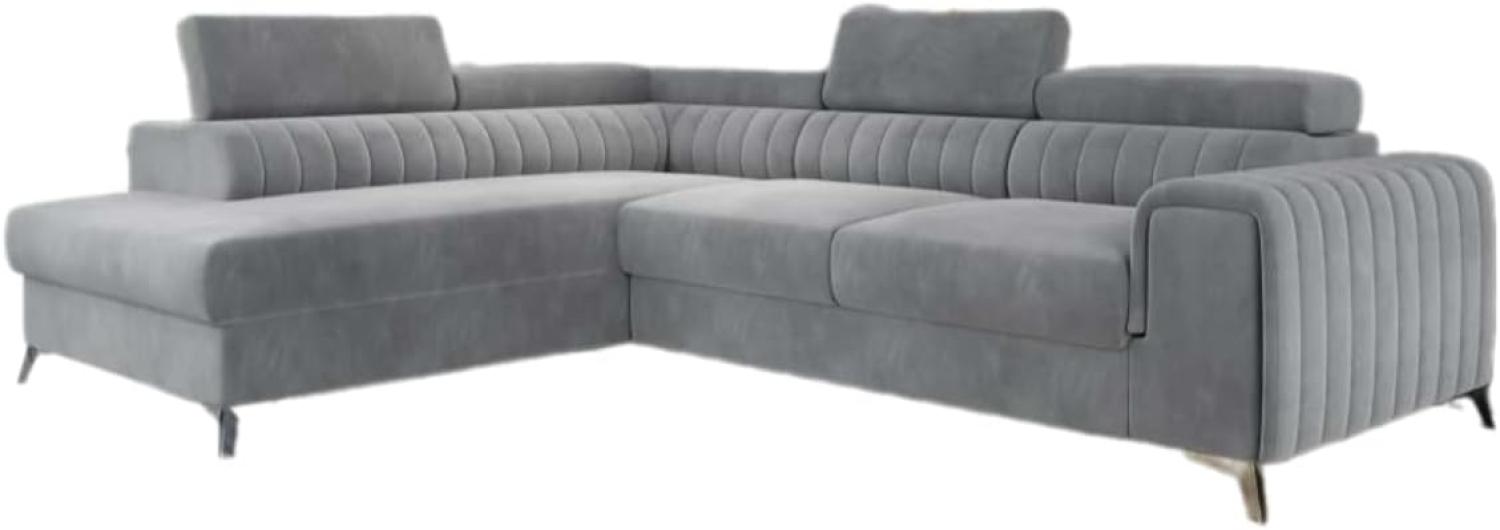 Designer Sofa Tirenni mit Schlaf- und Klappfunktion Hellgrau Links Bild 1