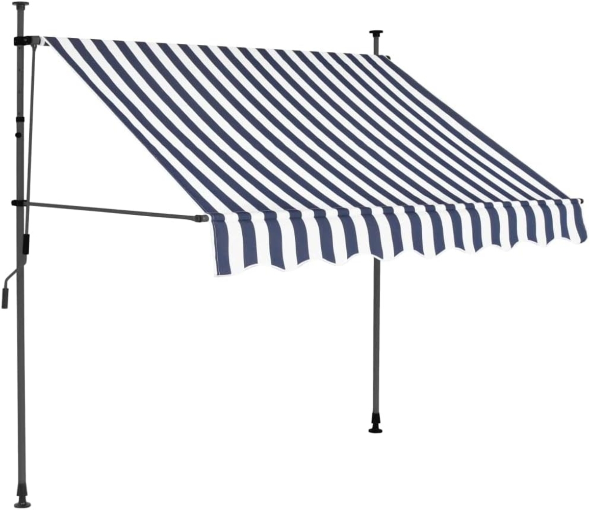 vidaXL Einziehbare Markise Handbetrieben mit LED 150 cm Blau und Weiß 145842 Bild 1